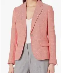 Anne Klein Tweed One Button Notch Collar Jacket Blazer Red Pear 8