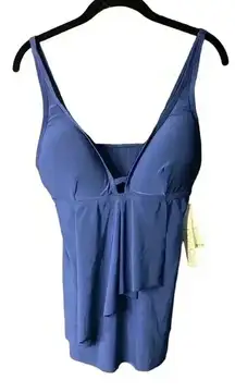 NWT Blue Tanki Swim Top Built‎ in Bra Size 8 B50