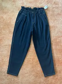 NWT VINTAGE AMERICA Jeans Pants Denim Paperbag Waist 80s Retro Size 12