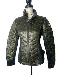 GUESS SZ M Packable Long Sleeve Puffy Quilted Jacket w/Bag and Hidden Hood