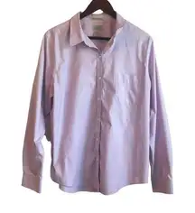 LL Bean Women Cotton Top XL Pale Purple Button Up Minimalistic Workwear Preppy