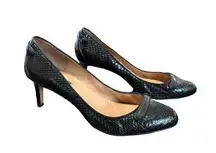 Ann Taylor  women's black patent leather snake print heel size 8