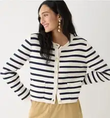 NWT J.Crew Emilie Sweater Lady Jacket in Ivory Navy Stripe Knit Cardigan XXL