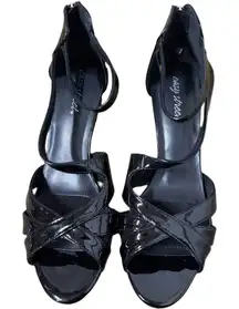 Easy Street Black Patent Open Toe Kitten Heels Size 9 Date Night Formal Classic
