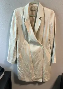 UNDRESS Beige Linen Double Breasted Blazer Dress