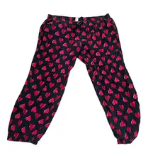 Victoria's Secret Women's XL Black Red Heart Print Lounge Pants