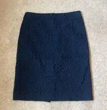 J.Crew Dark blue almost black floral  pencil skirt in size 2