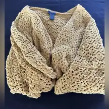 Daytrip Crochet Open Front Cardigan Butterscotch Lrg Cozy Relaxed Soft Grannycor