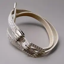 80s Vintage SOTA Leather Crocodile Skinny Belt Women's Medium Silver Tip Western