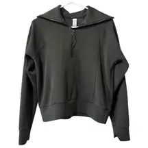 Spanx AirEssential Pullover Women Size XS Green Half Zip Sweatshirt Comfy Preppy