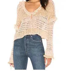 Free people women's medium love galore sweater peach apricot flare bell knit cro