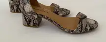 Snake Print Block Heel Neutral Open Toe Women’s Size 10 Animal Print Kitten Heel