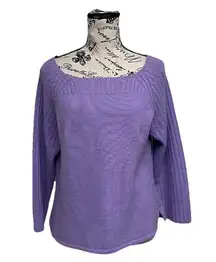 rafaella angora Wool sweater Purple Boxy Preppy Coastal Beach Boho Peasent L