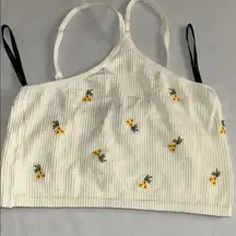 Papaya Cream Ribbed Crop Tank Top