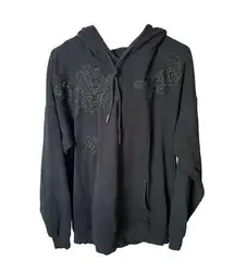 Betsey Johnson Women's M Black Floral Hoodie Casual