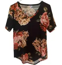 LulaRoe floral vneck short sleeve black red small