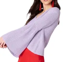 Free People Purple Damsel Knit Bell Flared Sleeve Cotton Sweater Women’s Medium