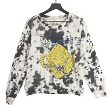 Def Leppard  Band‎ Leopard Graphic Tie Dye Pullover Sweatshirt Medium Unisex