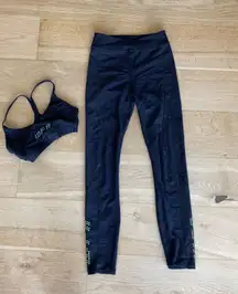 White Fox Active Work Out Set in Black and Green