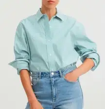 $98 New Everlane Shirt in Silky Cotton - Mint Stripe - Size 2