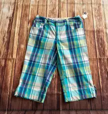 Women’s Sportwear Plaid Bermuda Shorts Blue Size 6