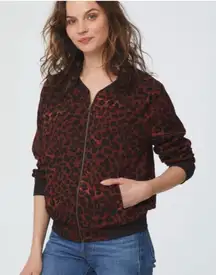 Women's Beachlunchlounge Leopard Print Bomber Jacket XS Brown Black