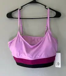 NWT Kohl's Women's Tri-Tone Bikini Top- Lavender, Magenta, Black