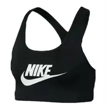 Nike Pro Sport Bra Women's Medium Support Classic Swoosh Training Top Black Logo