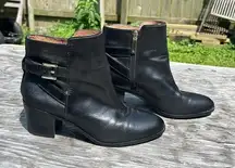 Louise Et Cie Zalia Ankle Boot‎ Heel Zip Women's Black Boot 9 Leather Short