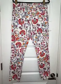 Pilcro and The Letterpress Anthropologie Floral Print Mid Rise Skinny Jeans Size 31 