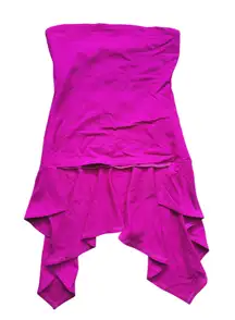 Susana Monaco Tube Top Ruffle High Low Small Party Fuschia Pink Barbie Glam Chic