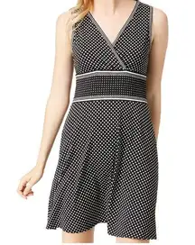 Max Studio Womens Polka-Dot Fit & Flare V-Neckline Dress