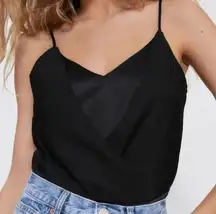 Zara Bodysuit Pleated Draped Black Top Buttons Women Size Small Spaghetti Straps