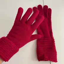 EUC women’s pink soft knit foldable warm winter‎ gloves one size