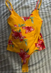 Guess Bright Yellow Floral Bodysuit