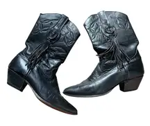 Laredo Black Leather Western Cowboy Boots 8M