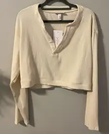 Isabel ribbed cream long sleeve top 