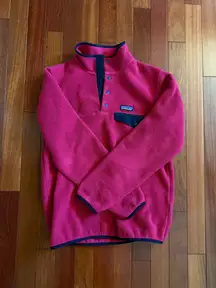 Patagonia Pink and Navy Fleece Synchilla Pullover