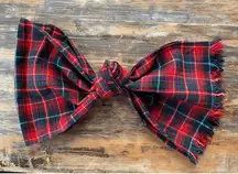 Vintage Scotland Pure Wool Tartan Plaid Scarf Red Fringe 58" x 10" Winter Wrap