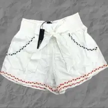 HP💝GypsyO5 Wht High Waist Shorts red/ navy accent