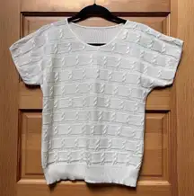 Vintage Retro 80s/90s Women's Small White Cable Knit Sweater Cottagecore Coastal