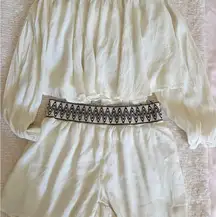 Cream Off-Shoulder Top and Shorts Set