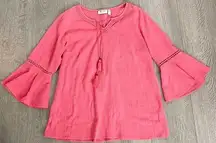 Denim and Company Pink Bell Sleeve Blouse Shirt Top