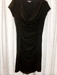 Express Black Rouched Cowl Neck Mini Dress