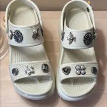 CROCS Mega Crush Custom Cream Embellished Bling Sandals