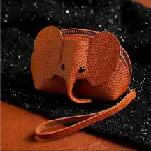 Elephant Coin Purse Wristlet Cardholder Vegan Leather Rust NWT