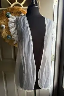 Vintage sheer white lace trim nightie over coat