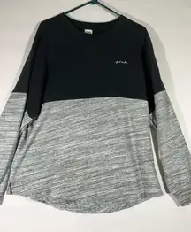 VICTORIA SECERT PINK EMBROIDERY SWEATSHIRT PULL ON 
LG BLACK GRAY & WHITE PREOWN