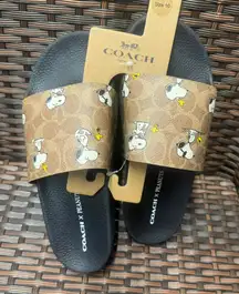Coach X Peanuts Udele Sport Slide In Signature Canvas With Snoopy Print cbm96