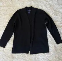 Venezia Jeans‎ Black Cardigan Sweater Womens 14/16 Open Front Ribbed Knit